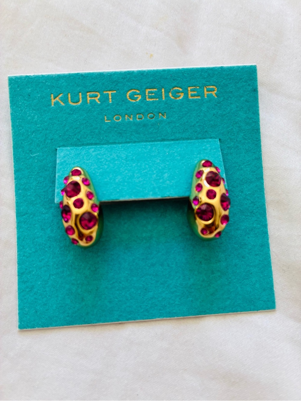 Kurt Geiger Gold-tone Earrings with Fuchsia Stones